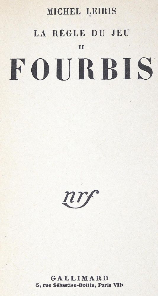 Große Abbildung Nr.1: 123-1192 Leiris,M.: (Literatur und illustrierte Bücher 20.Jahrhundert - Alte Literatur in modernen Ausgaben)