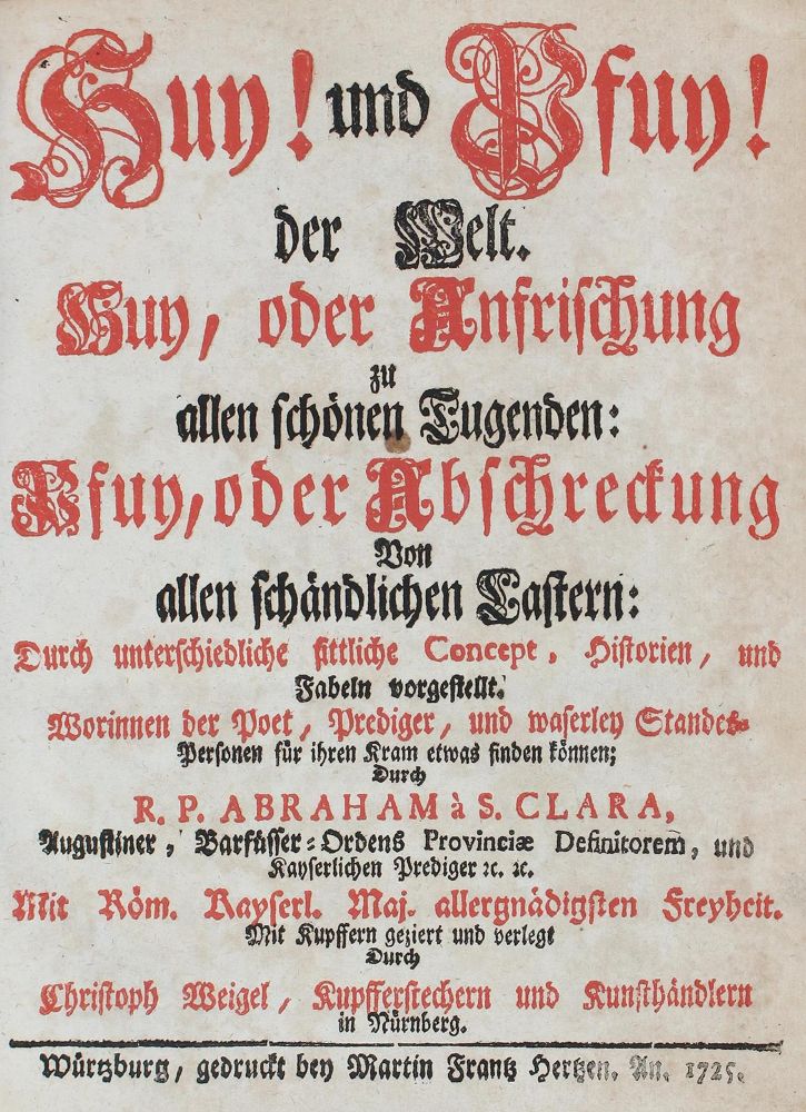Große Abbildung Nr.1: 123-129 Abraham a Sancta Clara. (d.i. U.Megerle).: (Emblemata)