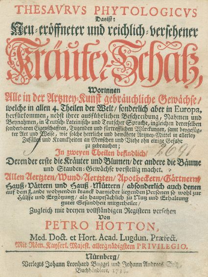 Große Abbildung Nr.1: 123-1326 Hotton,P.: (Botanik, Kräuterbücher)