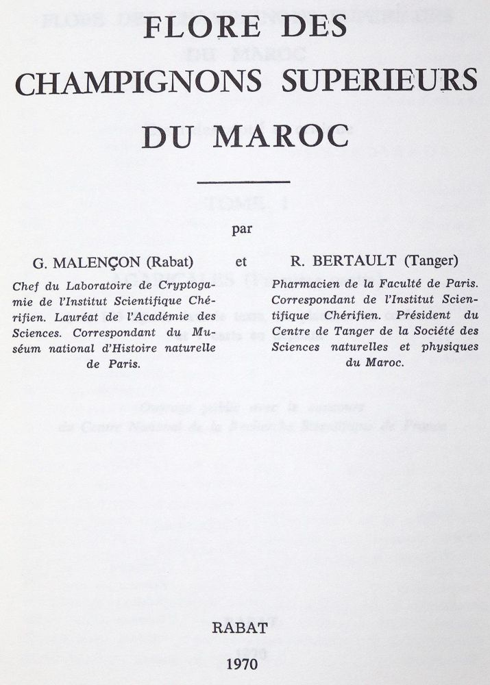 Große Abbildung Nr.1: 123-1334 Malencon,G. u. R.Bertault.: (Botanik, Pilze, Afrika)