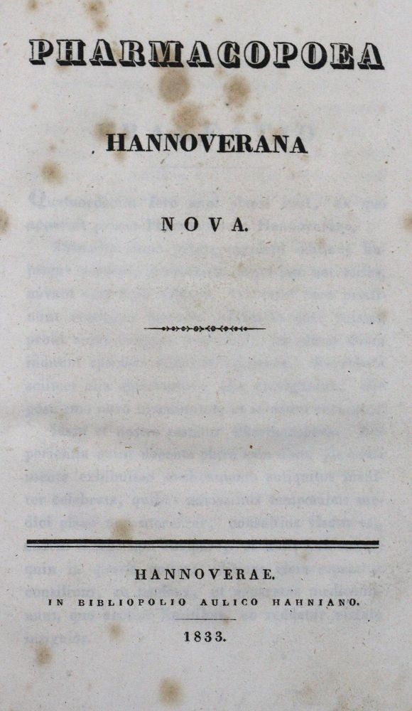 Große Abbildung Nr.1: 123-1407 Pharmacopoea Hannoverana Nova.: (Medizin, Pharmazie)