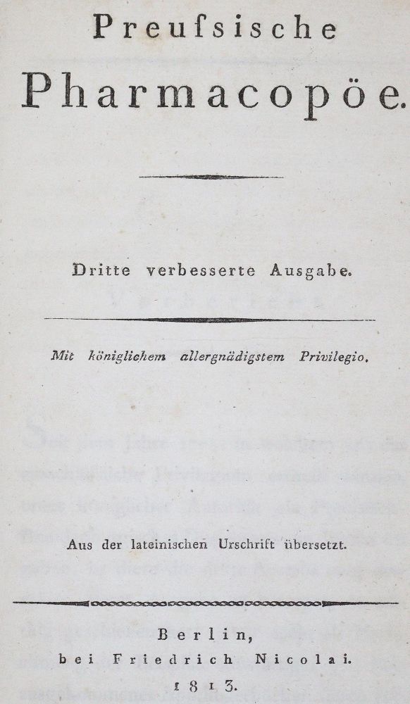 Große Abbildung Nr.1: 123-1413 Preussische Pharmacopöe.: (Medizin, Pharmazie)