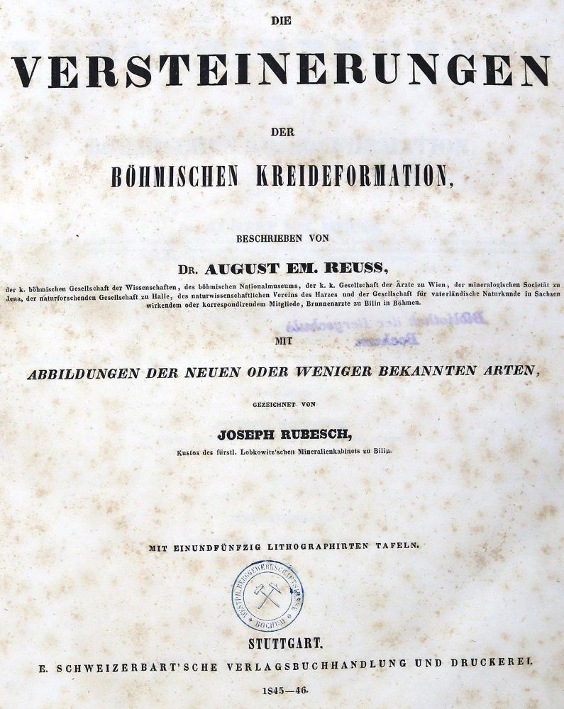 Große Abbildung Nr.1: 123-1500 Reuss,A.E.: (Verschiedene Gebiete - Varia, Geologie - Mineralogie u. Paläontologie)