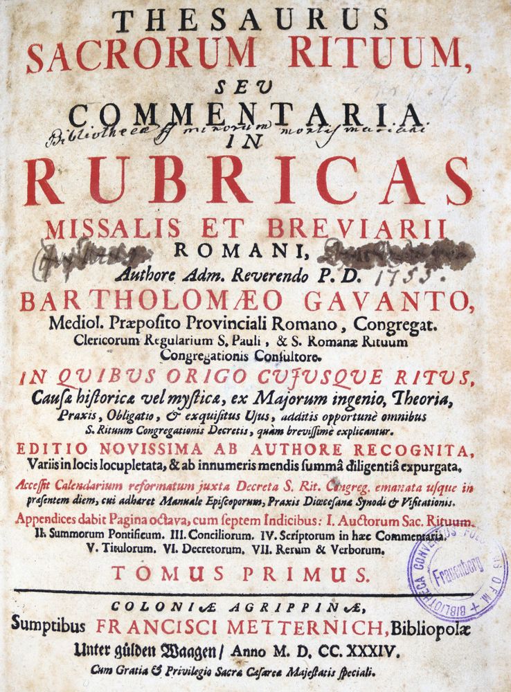 Große Abbildung Nr.1: 123-152 Gavanto,B.: (Alte Drucke, Handschriften und Theologie)