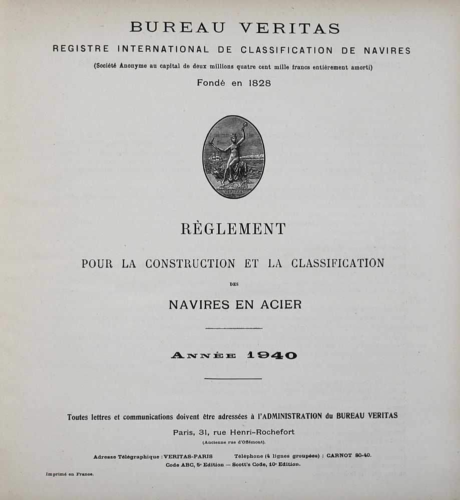 Große Abbildung Nr.1: 123-1531 Bureau Veritas.: (Verschiedene Gebiete - Varia, Seewesen)