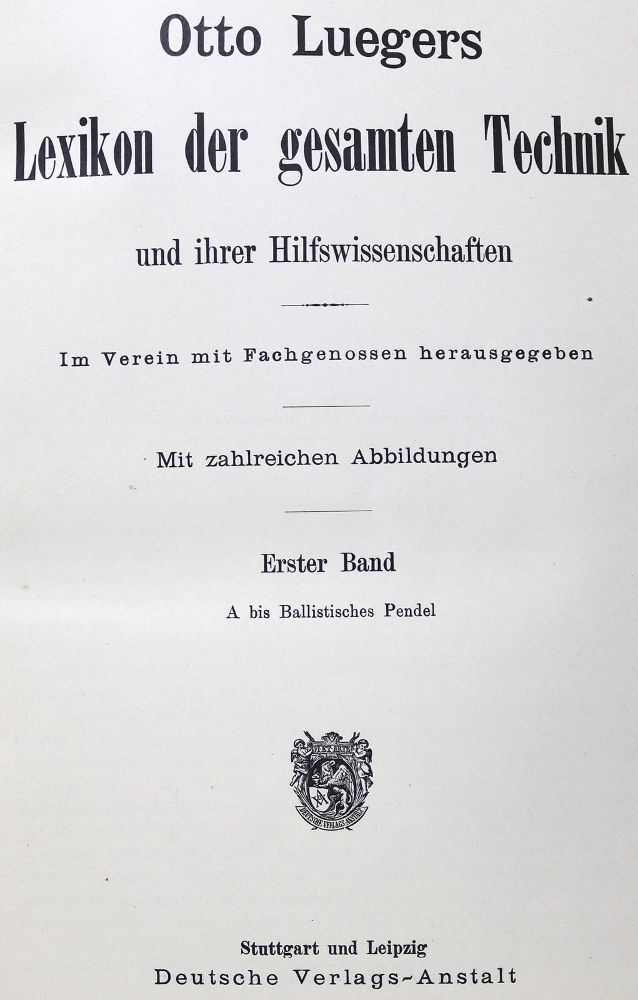 Große Abbildung Nr.1: 123-1542 Lueger,O.: (Verschiedene Gebiete - Varia, Technik und Handwerk)
