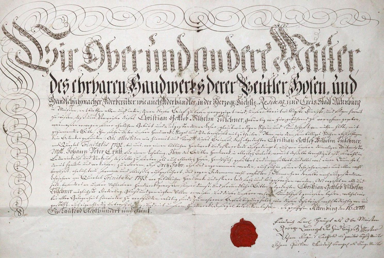 Große Abbildung Nr.2: 123-1582 Lehrbrief: (Deutschland, Altenburg, Handschriften)
