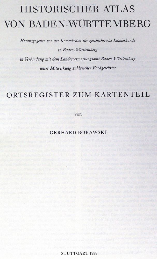 Große Abbildung Nr.1: 123-1592 Historischer Atlas: (Deutschland, Baden-Württemberg)