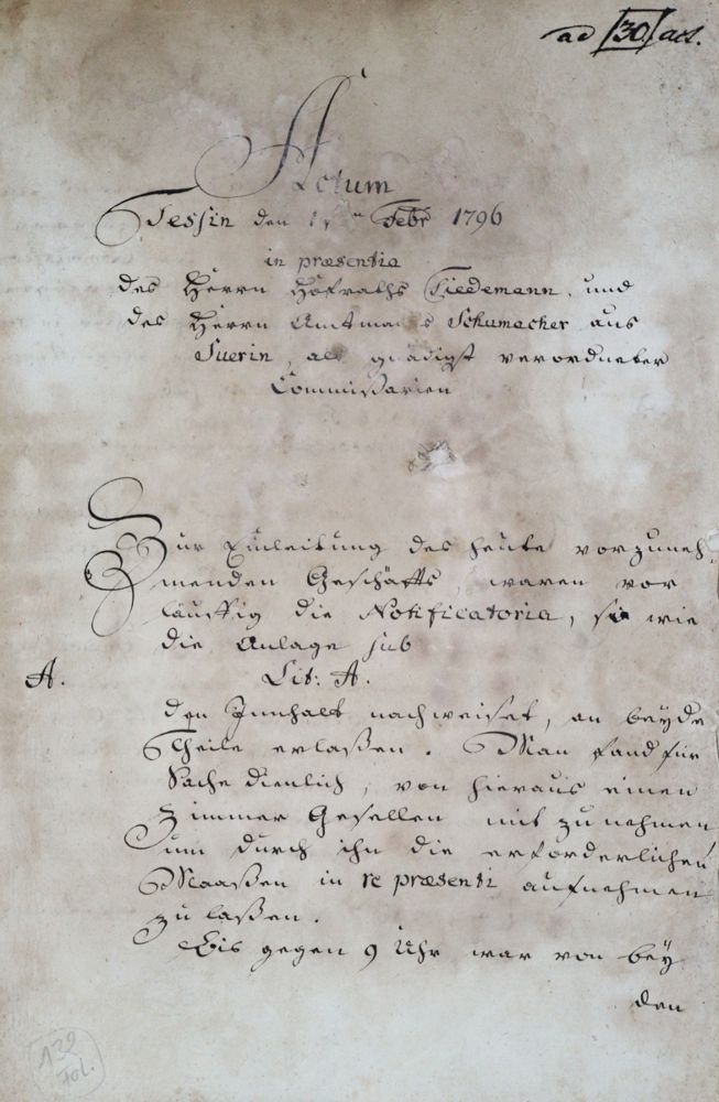 Große Abbildung Nr.1: 123-1648 Amtliches Protokoll: (Deutschland, Mecklenburg, Handschriften)