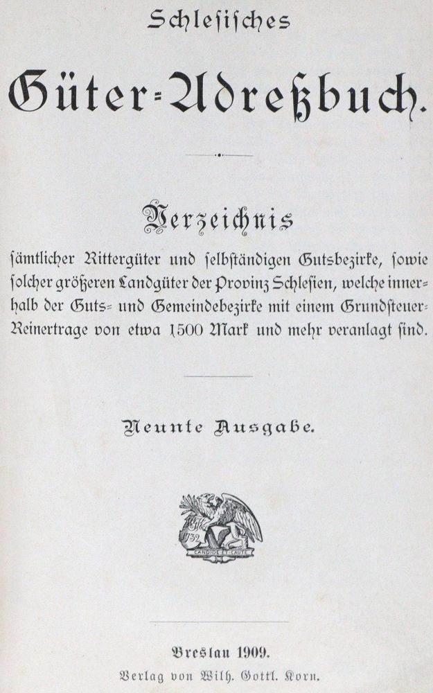 Große Abbildung Nr.1: 123-1682 Schlesisches Güter-Adressbuch.: (Deutschland, Schlesien)