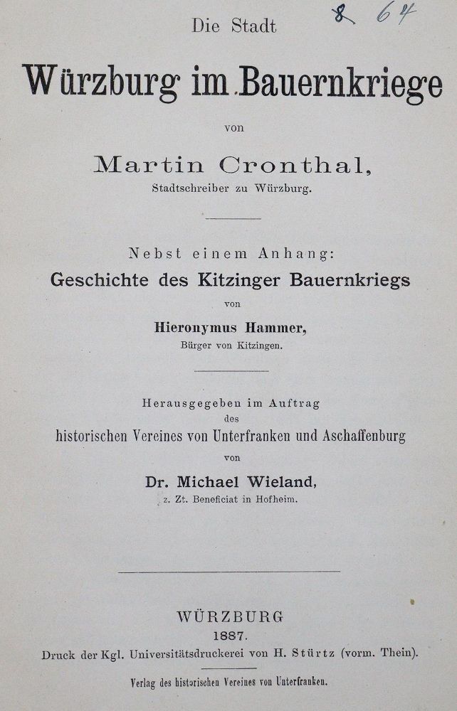 Große Abbildung Nr.1: 123-1709 Cronthal,M.: (Deutschland, Würzburg)