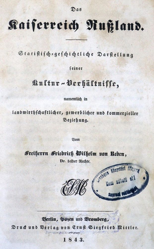 Große Abbildung Nr.1: 123-1841 Reden,F.W.v.: (Verschiedene Länder - Geschichte, Russland)