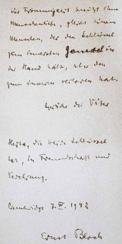 Große Abbildung Nr.1: 123-1860 Bloch, Ernst: (Autographen)