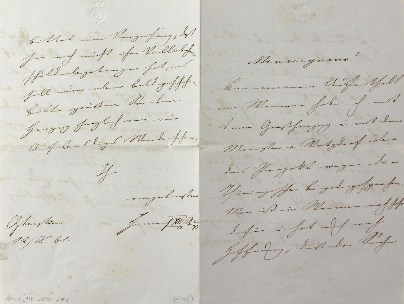 Große Abbildung Nr.2: 123-1889 Heinrich XIV. Fürst Reuß: (Autographen)