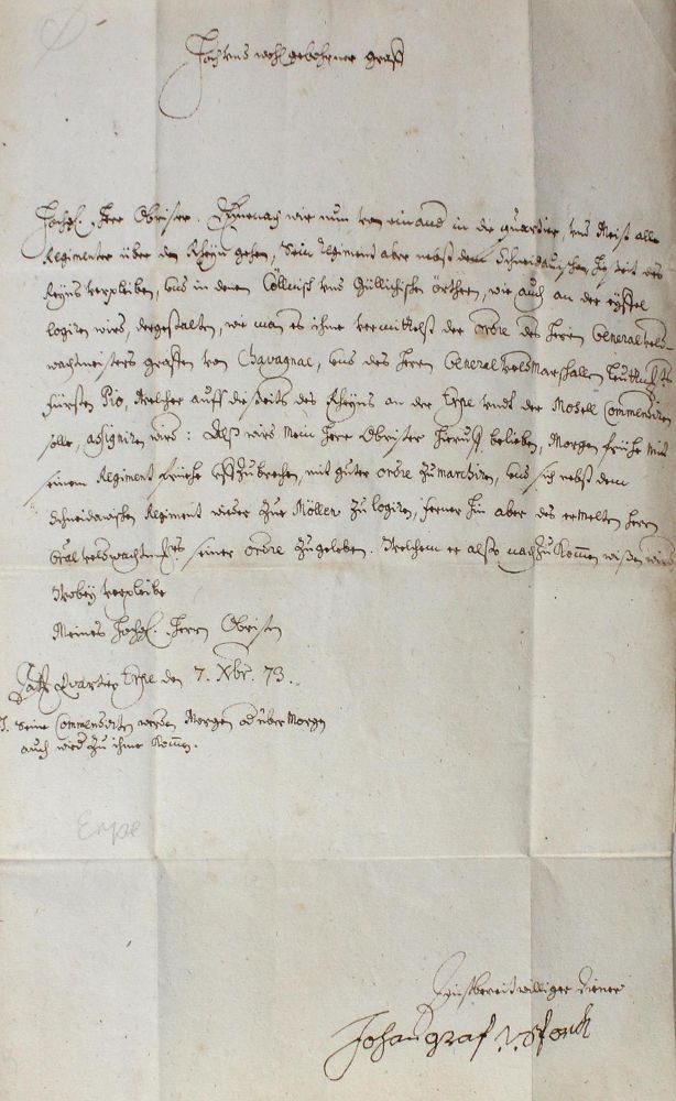 Große Abbildung Nr.2: 123-1901 Niederländischer Krieg 1672 - 1678.: (Autographen)