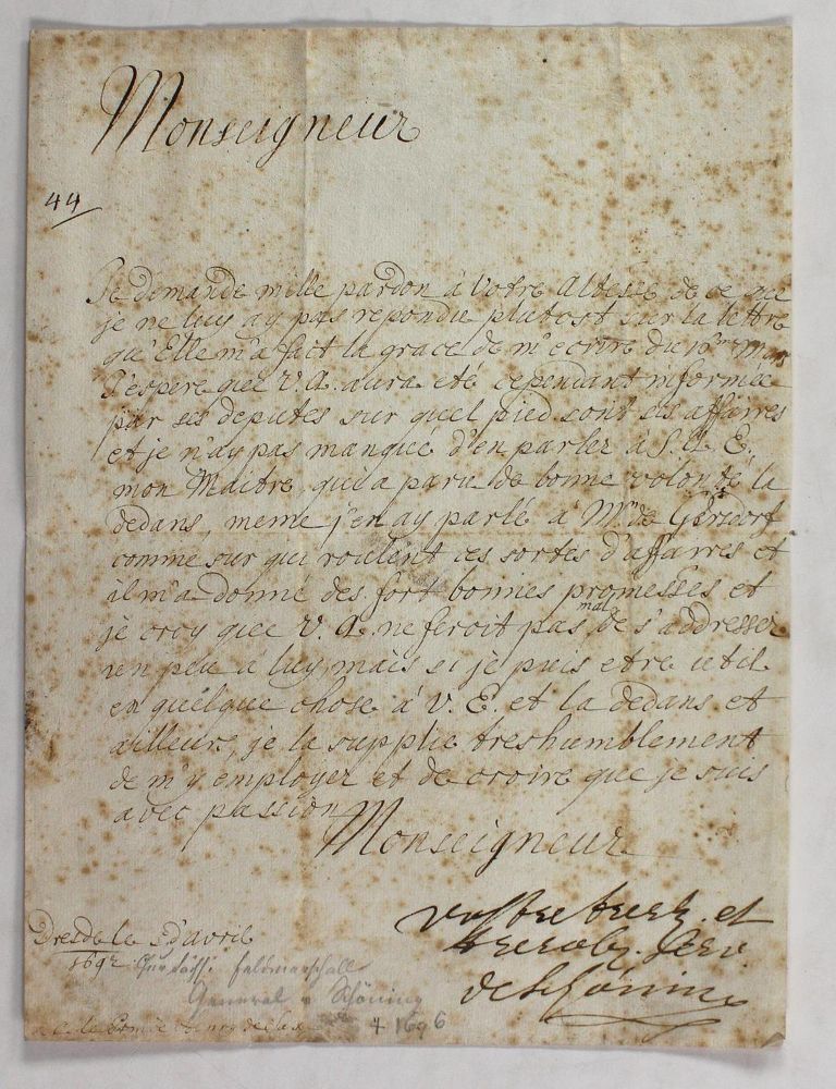 Große Abbildung Nr.1: 123-1906 Pfälzer Erbfolgekrieg.: (Autographen)