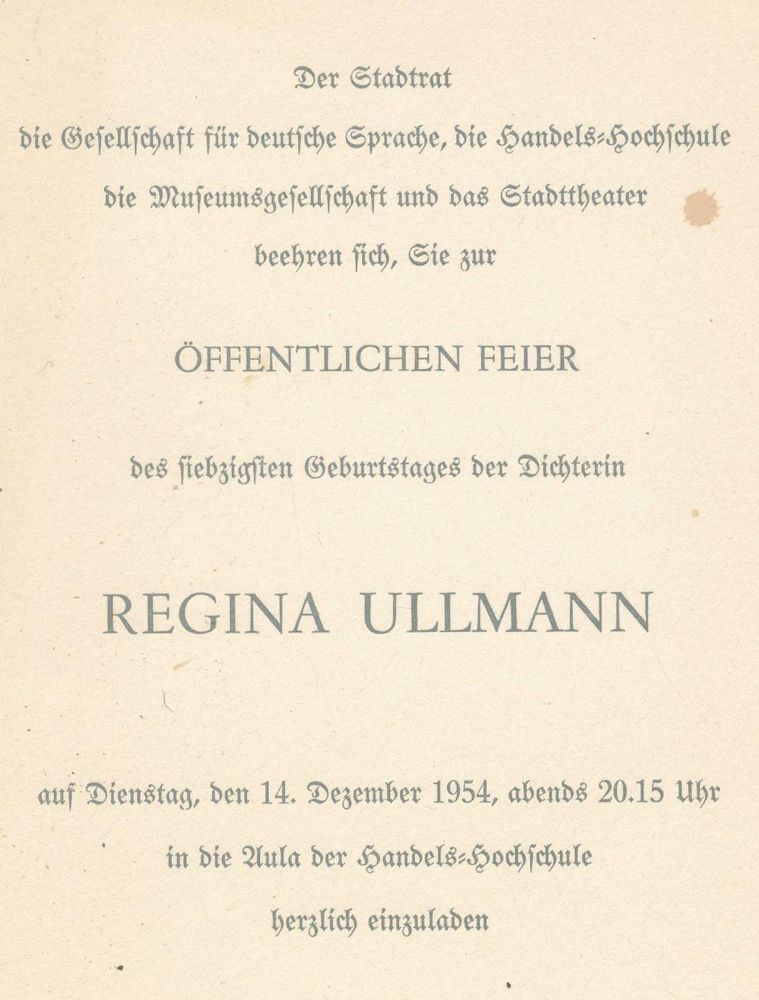 Große Abbildung Nr.1: 123-1922 Ullmann, Regina: (Autographen)
