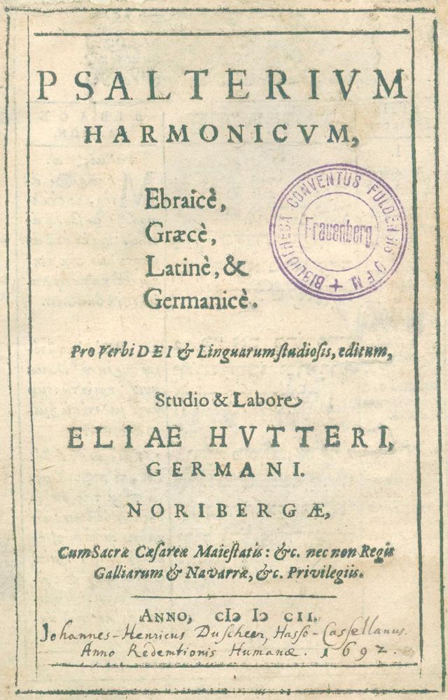 Große Abbildung Nr.1: 123-207 Hutter,E.: (Alte Drucke, Handschriften und Theologie)