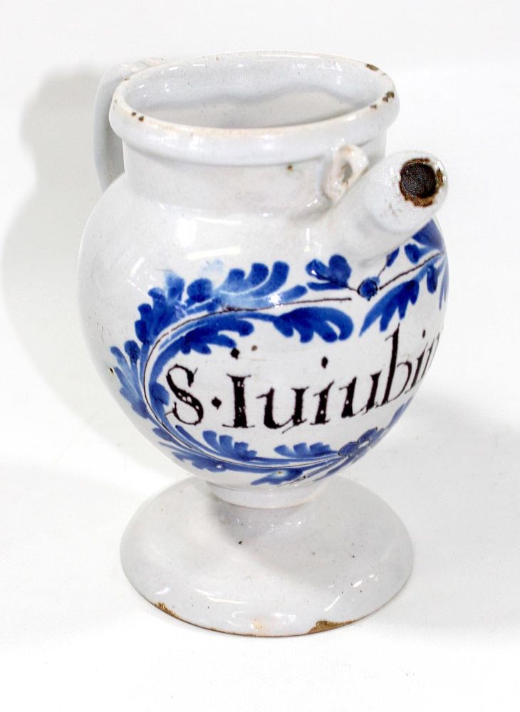 Große Abbildung Nr.1: 123-2090 Sirupkanne Nevers um 1680: (Apothekenwesen, Albarello)