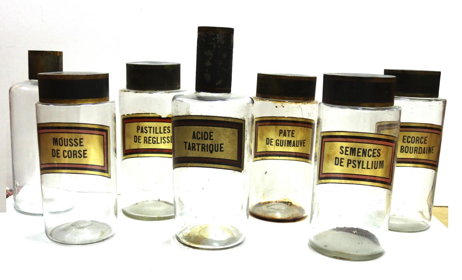 Große Abbildung Nr.2: 123-2112 8 Apotheken-Standgefäße: (Apothekenwesen, Glas)