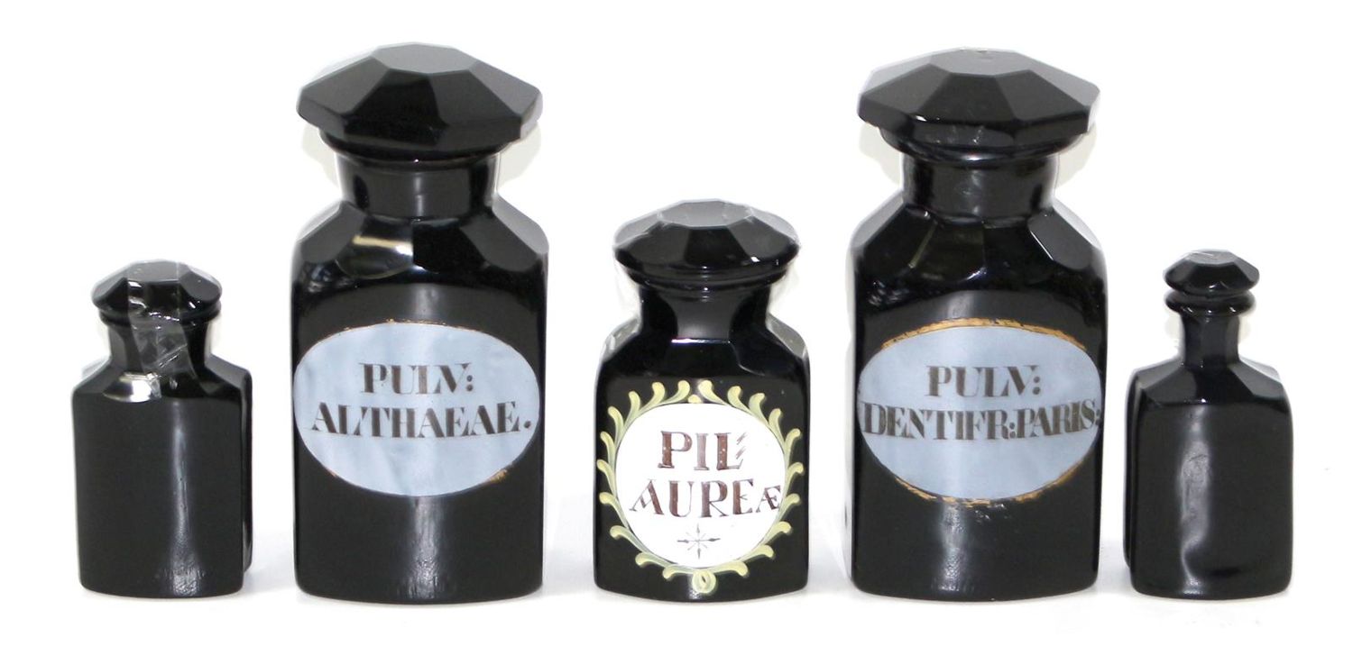 Große Abbildung Nr.1: 123-2114 Apothekenflaschen: (Apothekenwesen, Glas)
