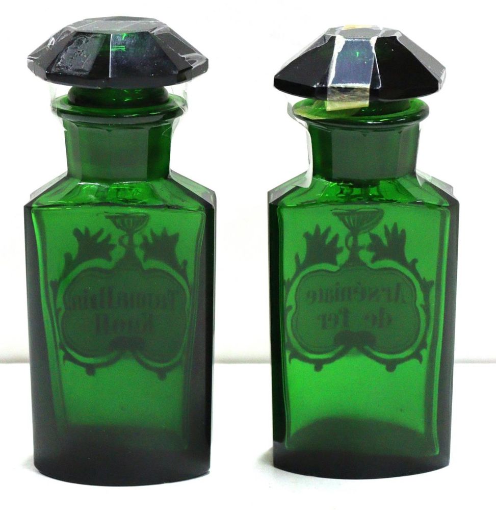 Große Abbildung Nr.2: 123-2118 Böhmen Paar Apothekergefäße.: (Apothekenwesen, Glas)