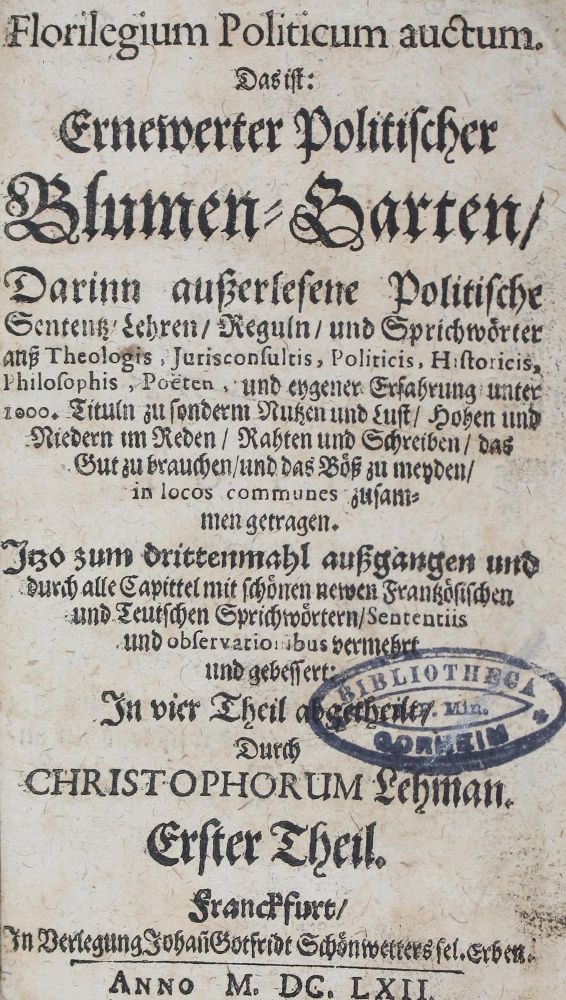 Große Abbildung Nr.1: 123-230 Lehmann,C.: (Alte Drucke, Handschriften und Theologie)