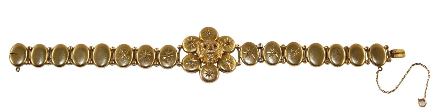 Große Abbildung Nr.1: 123-2301 Historismus Armband 14k: (Schmuck, Armbänder)