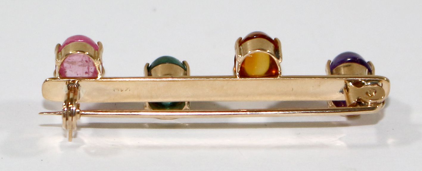 Große Abbildung Nr.2: 123-2308 Edelsteinbrosche 585 GG.: (Schmuck, Broschen)