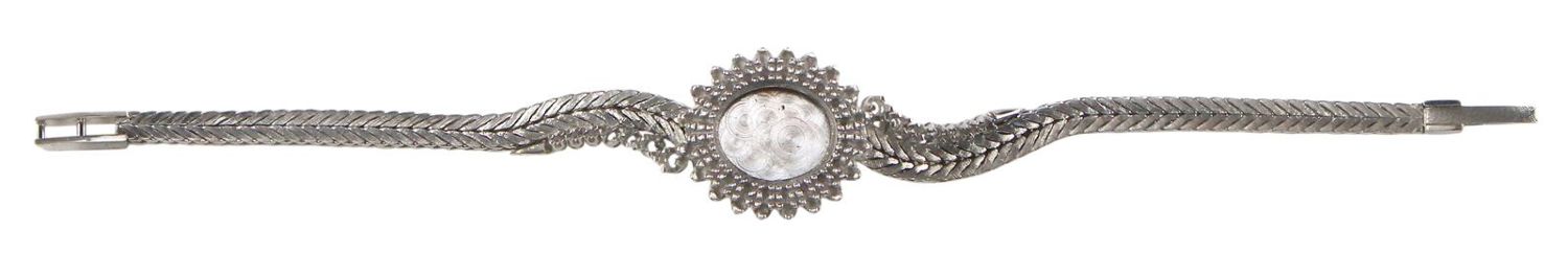 Große Abbildung Nr.1: 123-2349 Damenarmbanduhr 750 WG Fassung.: (Schmuck, DRC Pforzheim)