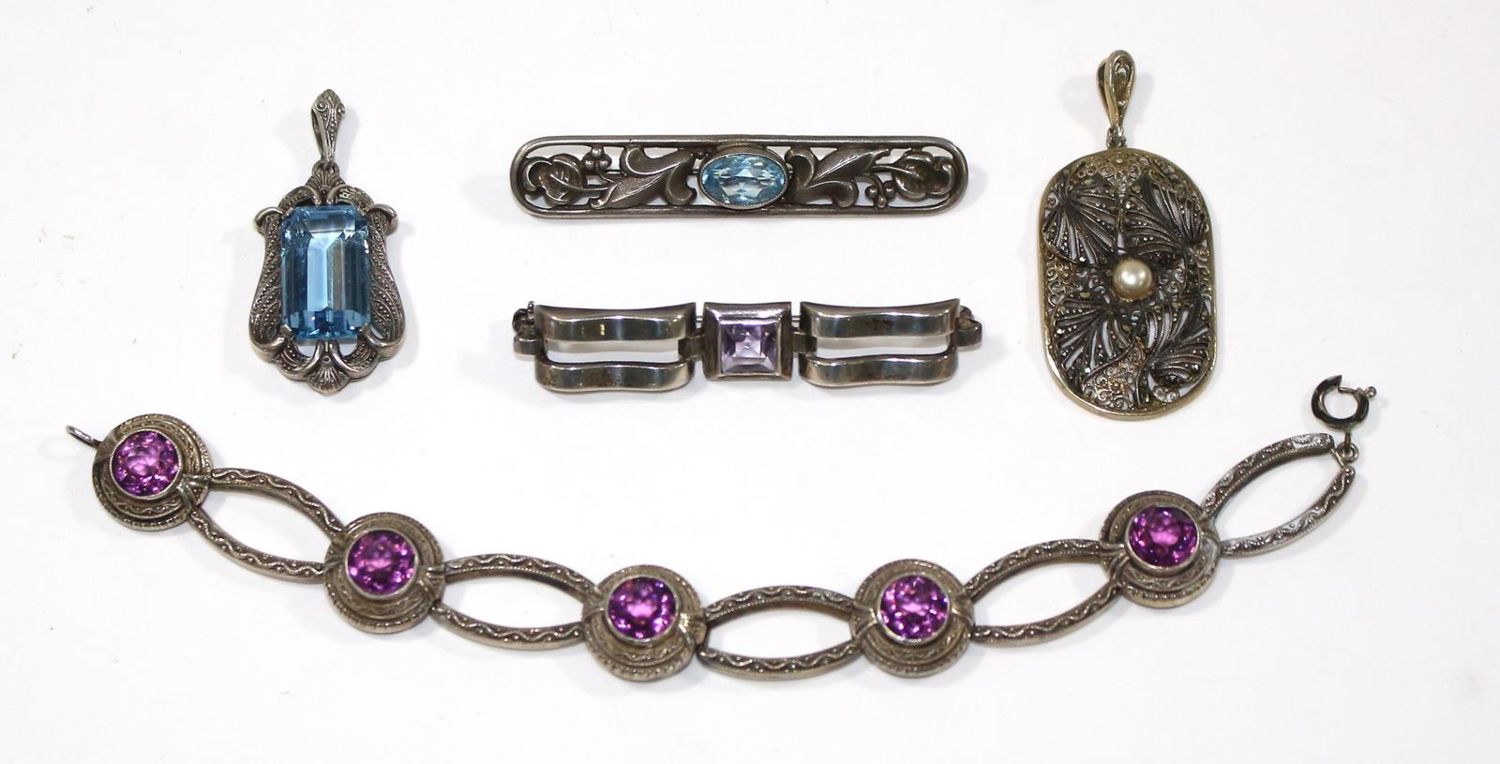 Große Abbildung Nr.1: 123-2370 Art Deco Silberschmuck.: (Schmuck, Pforzheim)