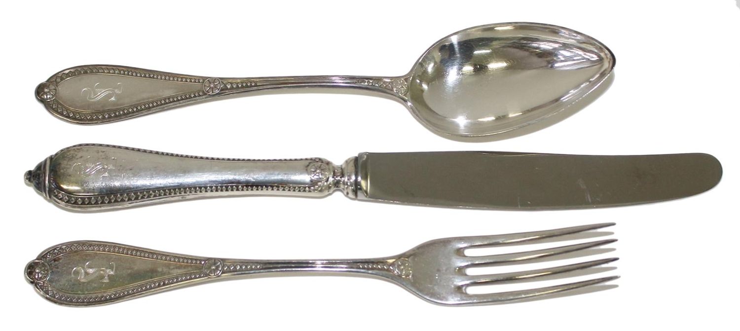 Große Abbildung Nr.1: 123-2416 Jugendstil Speisebesteck: (Silber)