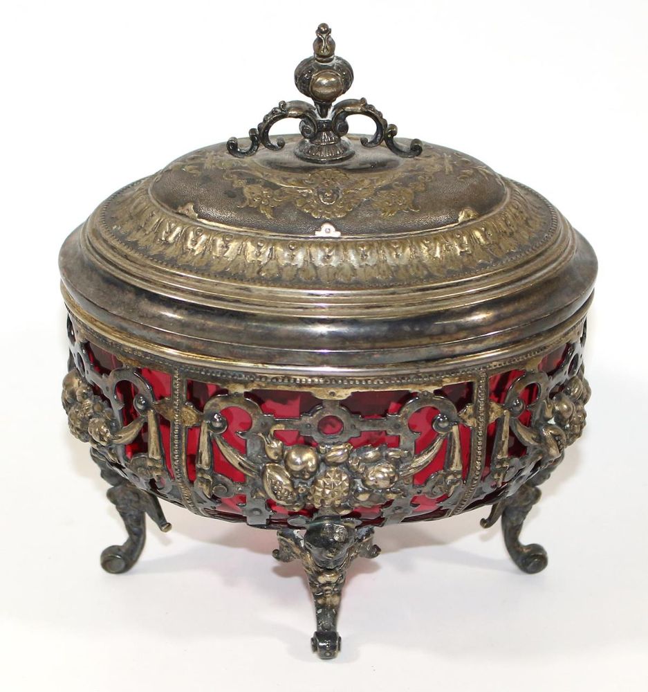 Große Abbildung Nr.1: 123-2450 Historismus Bonboniere: (Silber, Versilbertes)