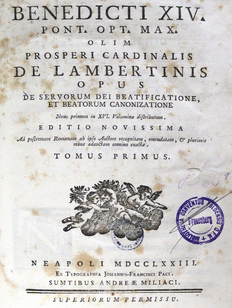 Große Abbildung Nr.1: 123-28 Benedikt XIV, Papst.: (Alte Drucke, Handschriften und Theologie)