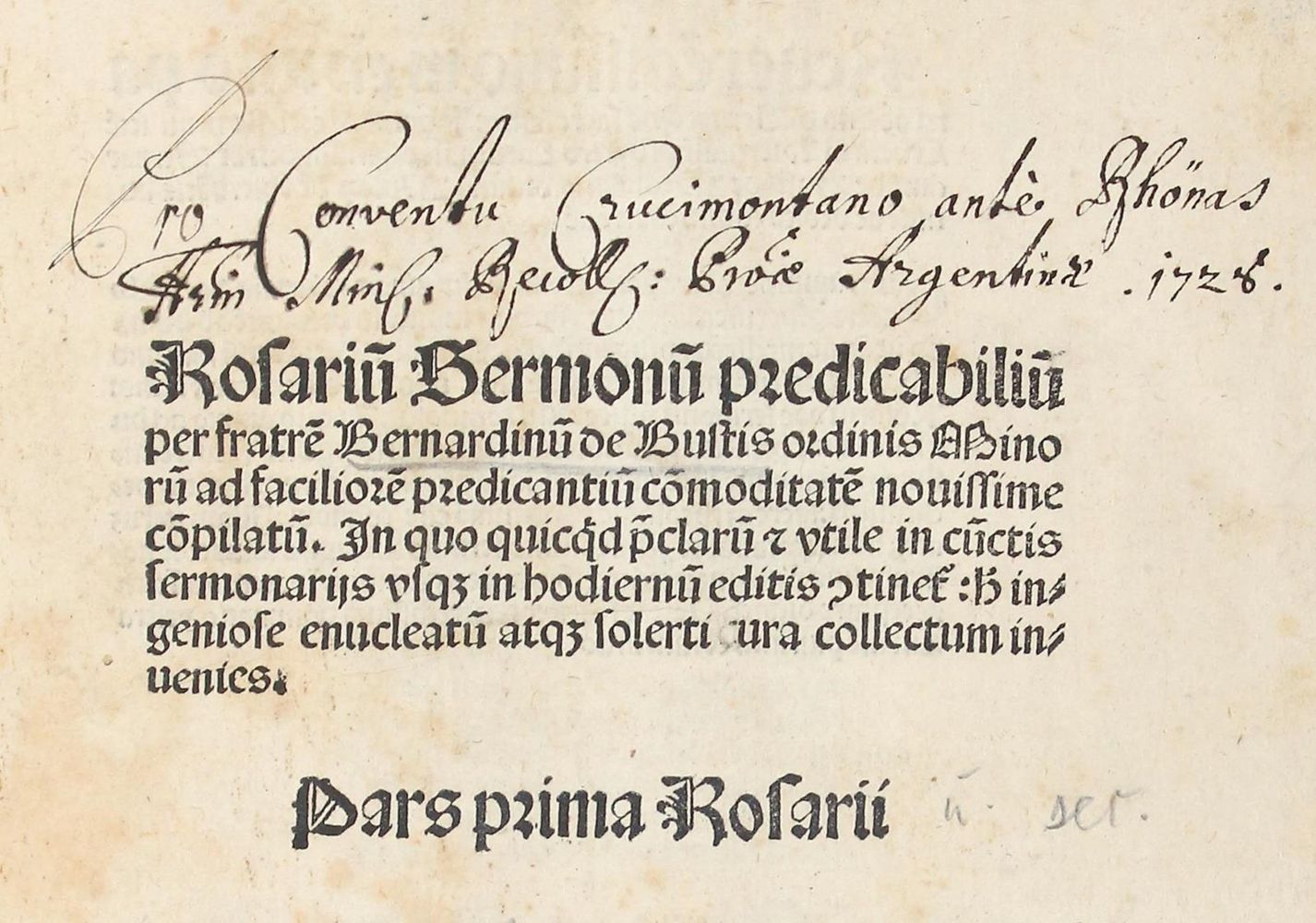 Große Abbildung Nr.1: 123-29 Bernhardin von Busti.: (Alte Drucke, Handschriften und Theologie)