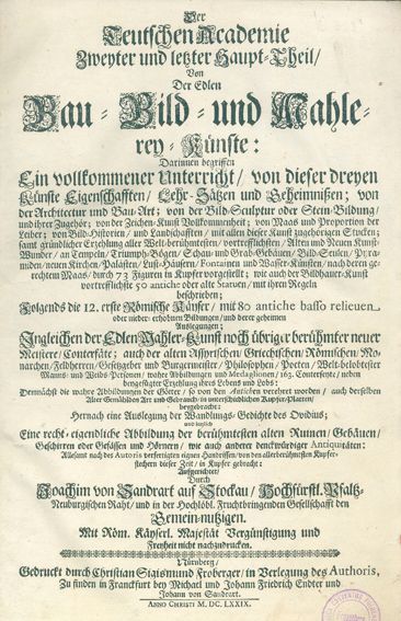 Große Abbildung Nr.1: 123-322 Sandrart auf Stockau,J.v.: (Alte Drucke, Handschriften und Theologie)