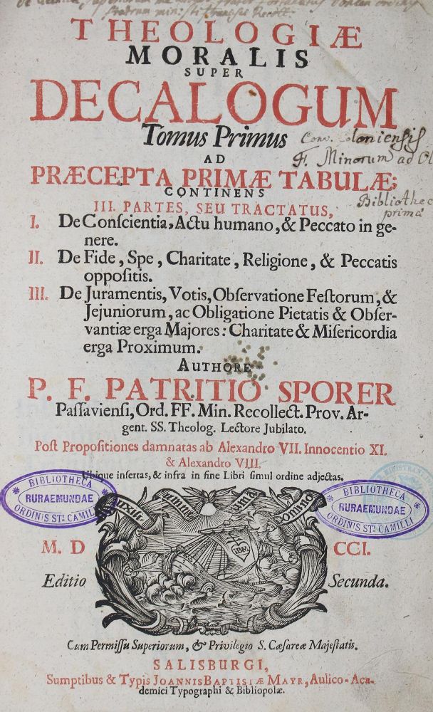 Große Abbildung Nr.1: 123-341 Sporer,P.: (Alte Drucke, Handschriften und Theologie)