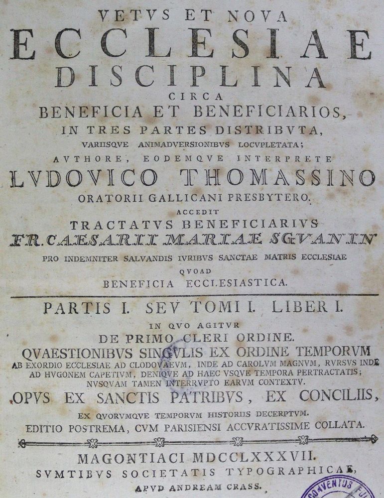 Große Abbildung Nr.1: 123-347 Thomassin,L.de.: (Alte Drucke, Handschriften und Theologie)