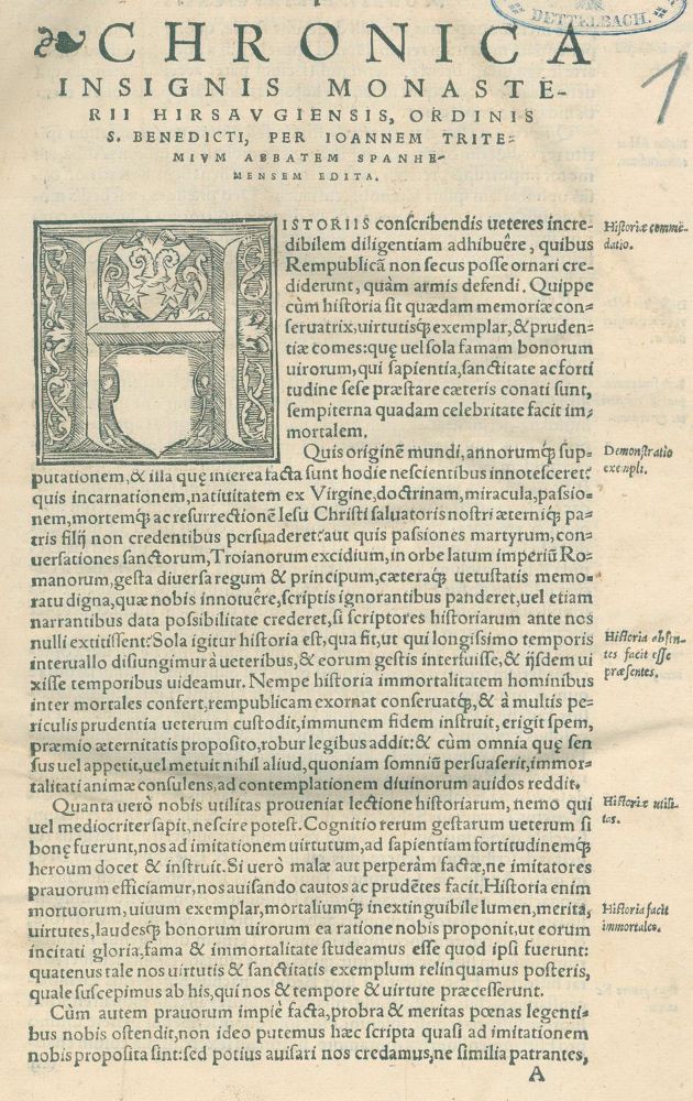 Große Abbildung Nr.1: 123-353 (Trithemius,J. (d.i. J.Tritheim).: (Alte Drucke, Handschriften und Theologie)