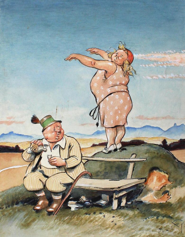 Große Abbildung Nr.2: 123-3546 Traub, Gustav: (Künstlergraphik, Karikatur)
