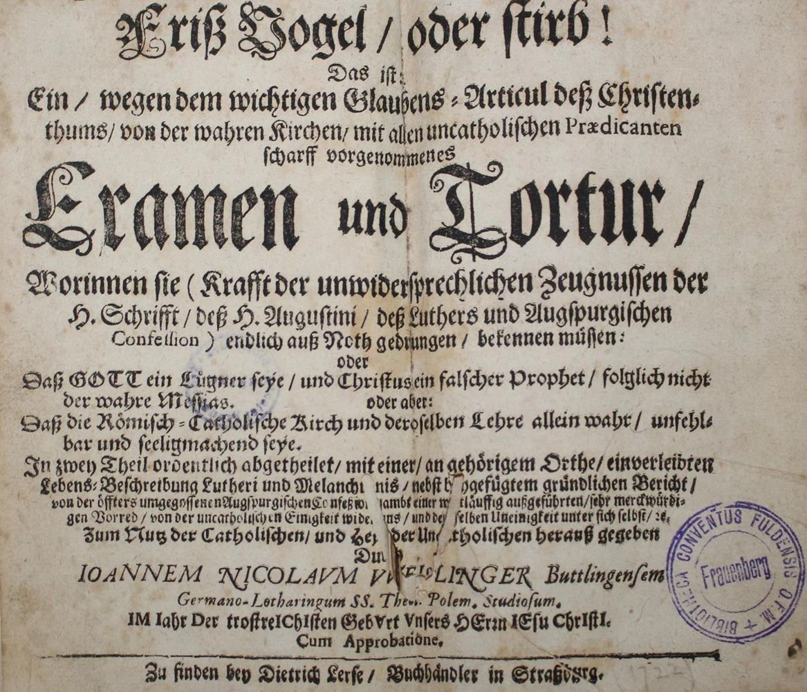 Große Abbildung Nr.10: 123-365 Weislinger,J.N.: (Alte Drucke, Handschriften und Theologie)