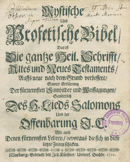 Große Abbildung Nr.1: 123-37 Bibel, Mystische und Profetische,: (Bibeln)