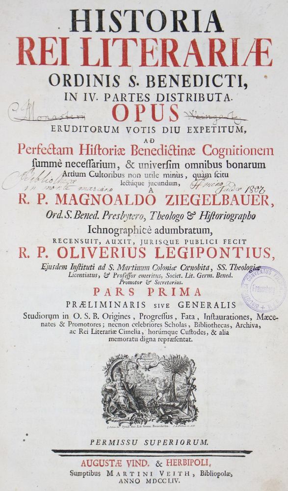 Große Abbildung Nr.1: 123-371 Ziegelbauer,M. u. O.Legipont.: (Alte Drucke, Handschriften und Theologie)