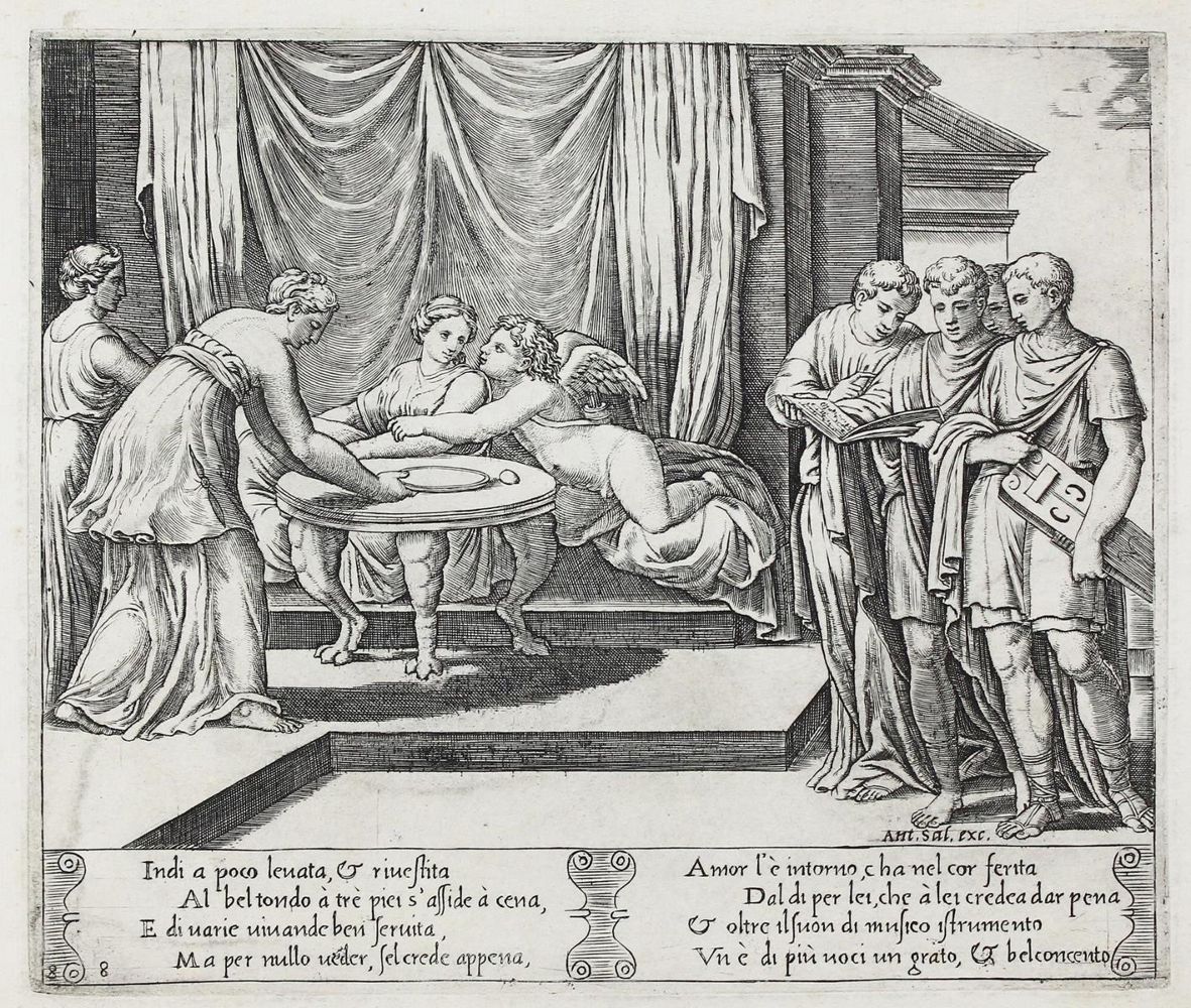 Große Abbildung Nr.2: 123-3740 Meister B mit dem Würfel: (Künstlergraphik)