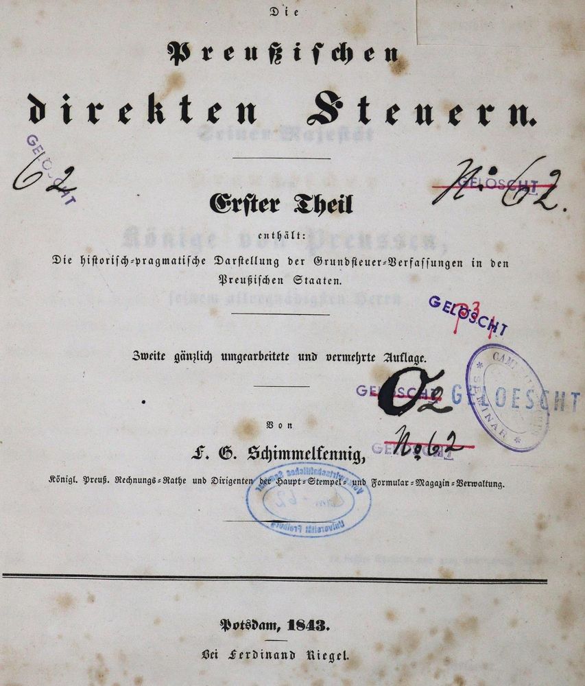 Große Abbildung Nr.1: 123-397 Schimmelfennig,F.G.: (Wirtschaft)