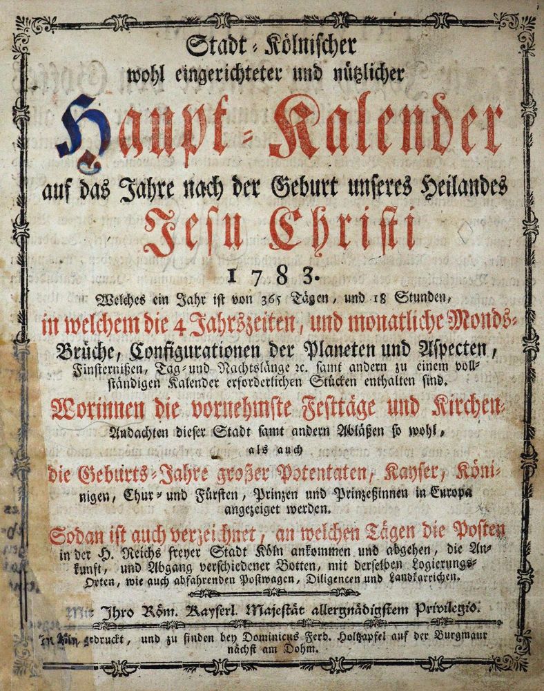 Große Abbildung Nr.1: 123-452 Stadt-Kölnischer: (Kalender, Köln)