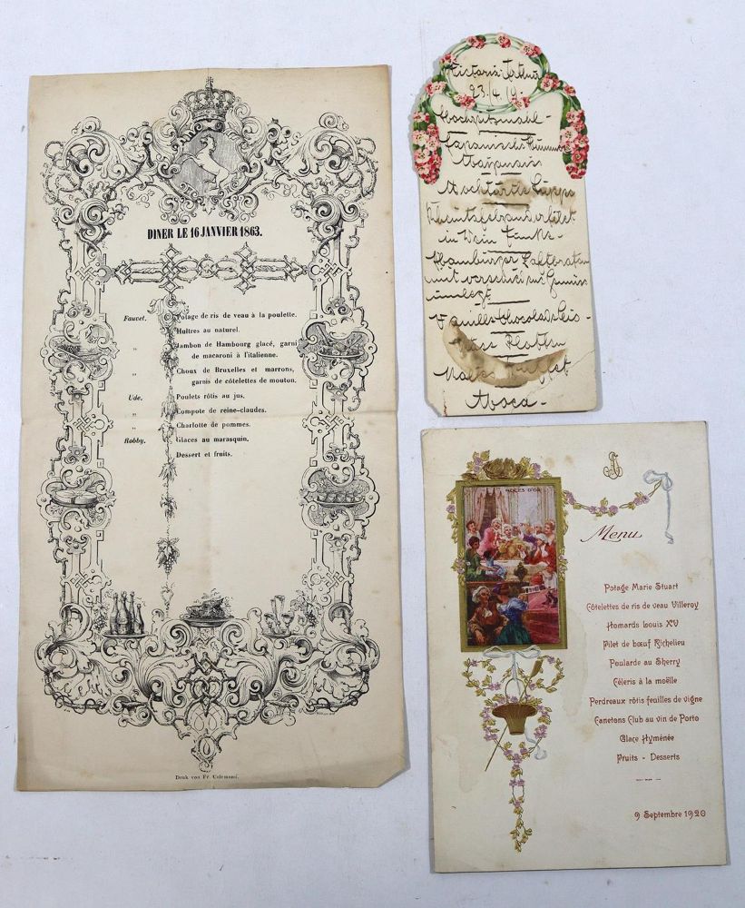 Große Abbildung Nr.1: 123-583 Speisekarten.: (Küche und Haushalt, Gaststätten-Hotellerie)