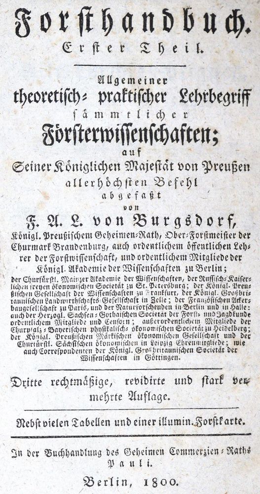 Große Abbildung Nr.1: 123-602 Burgsdorf,F.A.L.v.: (Land- und Forstwirtschaft, Forstwirtschaft)