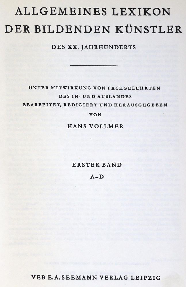 Große Abbildung Nr.1: 123-663 Vollmer,H.: (Kunstwissenschaft)