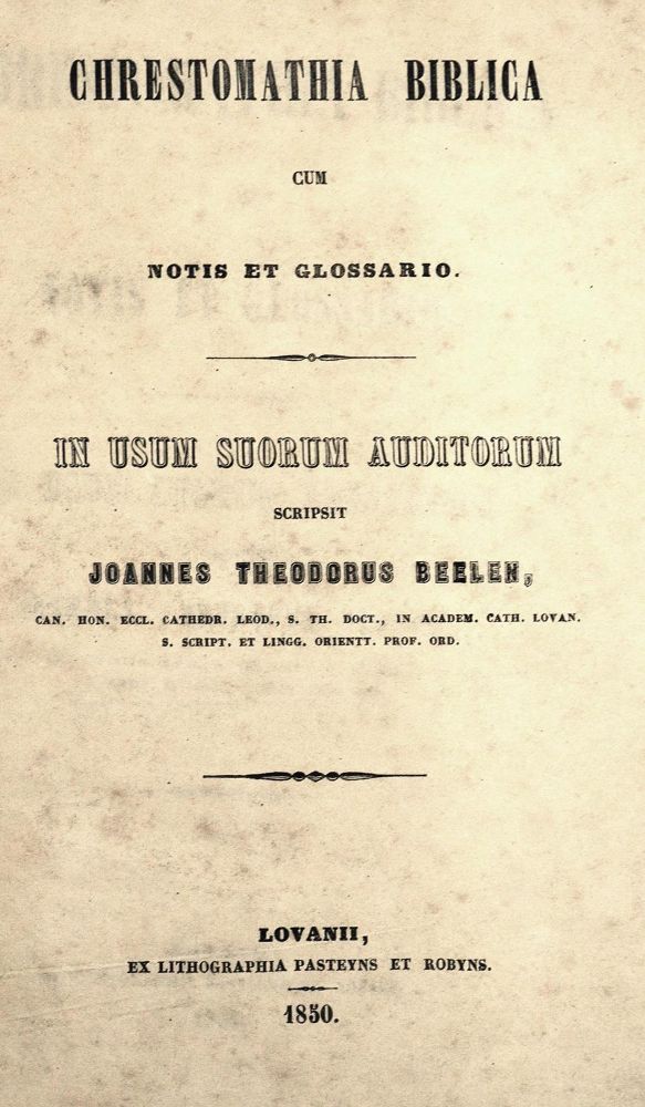 Große Abbildung Nr.1: 123-67 Beelen,J.T.: (Bibeln, Judaica)
